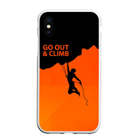 Чехол для iPhone XS Max матовый с принтом climbing в Белгороде, Силикон | Область печати: задняя сторона чехла, без боковых панелей | adrenaline | extreme | hiking | mountaineering | mountains | risk | rock climb | rocks | sport | адреналин | альпинизм | высота | горы | риск | скалолазание | скалы | спорт | туризм | экстрим