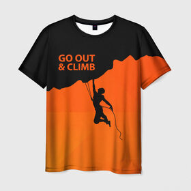 Мужская футболка 3D с принтом climbing в Белгороде, 100% полиэфир | прямой крой, круглый вырез горловины, длина до линии бедер | adrenaline | extreme | hiking | mountaineering | mountains | risk | rock climb | rocks | sport | адреналин | альпинизм | высота | горы | риск | скалолазание | скалы | спорт | туризм | экстрим