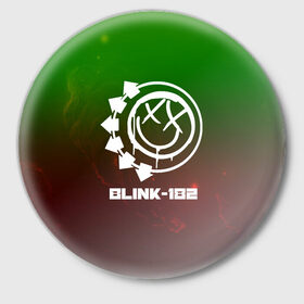 Значок с принтом BLINK-180 SPACE STYLE в Белгороде,  металл | круглая форма, металлическая застежка в виде булавки | Тематика изображения на принте: 