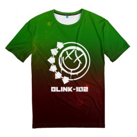 Мужская футболка 3D с принтом BLINK-180 SPACE STYLE в Белгороде, 100% полиэфир | прямой крой, круглый вырез горловины, длина до линии бедер | Тематика изображения на принте: 