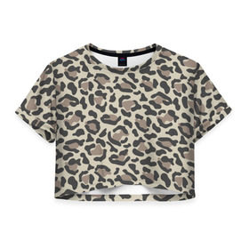 Женская футболка 3D укороченная с принтом Шкура гепарда в Белгороде, 100% полиэстер | круглая горловина, длина футболки до линии талии, рукава с отворотами | Тематика изображения на принте: гепард