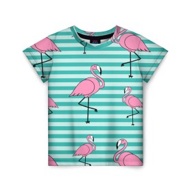 Детская футболка 3D с принтом Фламинго в Белгороде, 100% гипоаллергенный полиэфир | прямой крой, круглый вырез горловины, длина до линии бедер, чуть спущенное плечо, ткань немного тянется | арт | белый | дикий | мульт | птица | рисунок | фламинго | черный