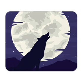 Коврик прямоугольный с принтом Ночной житель в Белгороде, натуральный каучук | размер 230 х 185 мм; запечатка лицевой стороны | волк | дикая | дикий | животное | лес | луна | ночь | собака | тьма