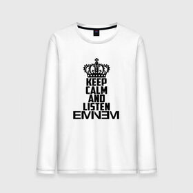 Мужской лонгслив хлопок с принтом Keep calm and listen Eminem в Белгороде, 100% хлопок |  | eminem | hip hop | hiphop | mc | rap | брюс | еменем | еминем | маршалл | мс | мэтерс | реп | репер | рэп | рэпер | хип | хипхоп | хоп | эменем | эминем