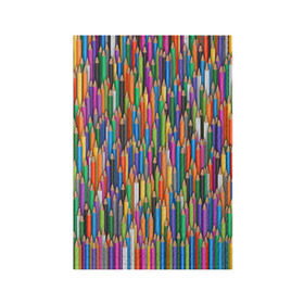 Обложка для паспорта матовая кожа с принтом Разноцветные карандаши в Белгороде, натуральная матовая кожа | размер 19,3 х 13,7 см; прозрачные пластиковые крепления | Тематика изображения на принте: дизайнер | карандаш | палитра | паттерн | радуга | рисование | рисунок | художник | цвет | цветной | школа