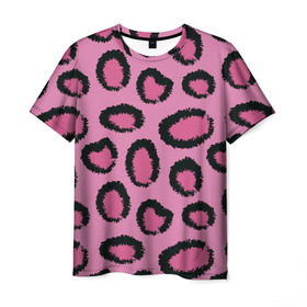 Мужская футболка 3D с принтом Розовый гепард в Белгороде, 100% полиэфир | прямой крой, круглый вырез горловины, длина до линии бедер | африка | животное | леопард