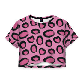 Женская футболка 3D укороченная с принтом Розовый гепард в Белгороде, 100% полиэстер | круглая горловина, длина футболки до линии талии, рукава с отворотами | африка | животное | леопард