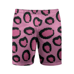 Мужские шорты 3D спортивные с принтом Розовый гепард в Белгороде,  |  | африка | животное | леопард