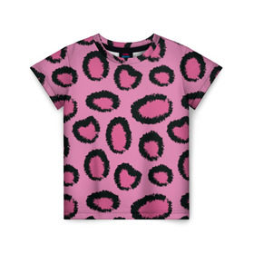 Детская футболка 3D с принтом Розовый гепард в Белгороде, 100% гипоаллергенный полиэфир | прямой крой, круглый вырез горловины, длина до линии бедер, чуть спущенное плечо, ткань немного тянется | африка | животное | леопард