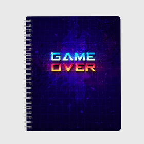 Тетрадь с принтом Game Over в Белгороде, 100% бумага | 48 листов, плотность листов — 60 г/м2, плотность картонной обложки — 250 г/м2. Листы скреплены сбоку удобной пружинной спиралью. Уголки страниц и обложки скругленные. Цвет линий — светло-серый
 | game | игра | игрок | карта | компьютерные игры | стратегия