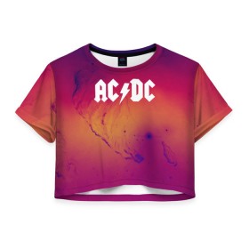 Женская футболка 3D укороченная с принтом AC DC COLLECTION SPACE EDITION в Белгороде, 100% полиэстер | круглая горловина, длина футболки до линии талии, рукава с отворотами | ac dc | logo | music | pop | rock | usa | альтернатива | металл | музыка | музыкальный | поп | рок