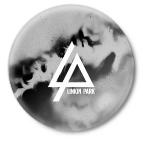 Значок с принтом LINKIN PARK GRAY ABSTRACT ROCK в Белгороде,  металл | круглая форма, металлическая застежка в виде булавки | linkin park | logo | music | pop | rock | альтернатива | металл | музыка | музыкальный | поп | рок | честер беннингтон