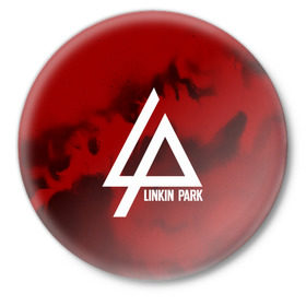 Значок с принтом LINKIN PARK COLOR RED MUSIC в Белгороде,  металл | круглая форма, металлическая застежка в виде булавки | linkin park | logo | music | pop | rock | альтернатива | металл | музыка | музыкальный | поп | рок | честер беннингтон