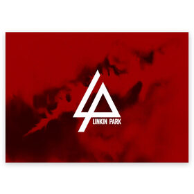 Поздравительная открытка с принтом LINKIN PARK COLOR RED MUSIC в Белгороде, 100% бумага | плотность бумаги 280 г/м2, матовая, на обратной стороне линовка и место для марки
 | linkin park | logo | music | pop | rock | альтернатива | металл | музыка | музыкальный | поп | рок | честер беннингтон