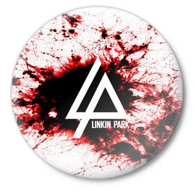 Значок с принтом LINKIN PARK BLOOD COLLECTION в Белгороде,  металл | круглая форма, металлическая застежка в виде булавки | linkin park | logo | music | pop | rock | альтернатива | металл | музыка | музыкальный | поп | рок | честер беннингтон