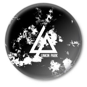 Значок с принтом LINKIN PARK SMOKE FIRE STYLE в Белгороде,  металл | круглая форма, металлическая застежка в виде булавки | linkin park | logo | music | pop | rock | альтернатива | металл | музыка | музыкальный | поп | рок | честер беннингтон