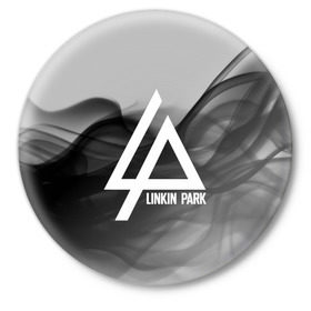 Значок с принтом LINKIN PARK SMOKE GRAY 2018 в Белгороде,  металл | круглая форма, металлическая застежка в виде булавки | linkin park | logo | music | pop | rock | альтернатива | металл | музыка | музыкальный | поп | рок | честер беннингтон