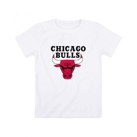 Детская футболка хлопок с принтом Чикаго Буллз в Белгороде, 100% хлопок | круглый вырез горловины, полуприлегающий силуэт, длина до линии бедер | баскетбол | спорт | чикаго буллз