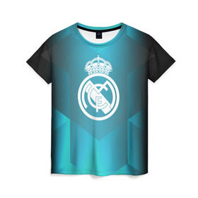 Женская футболка 3D с принтом Real Madrid Geometry Sport в Белгороде, 100% полиэфир ( синтетическое хлопкоподобное полотно) | прямой крой, круглый вырез горловины, длина до линии бедер | emirates | fc | real madrid | геометрия | реал мадрид | футбольный клуб | эмблема