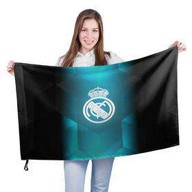 Флаг 3D с принтом Real Madrid Geometry Sport в Белгороде, 100% полиэстер | плотность ткани — 95 г/м2, размер — 67 х 109 см. Принт наносится с одной стороны | emirates | fc | real madrid | геометрия | реал мадрид | футбольный клуб | эмблема
