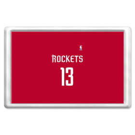 Магнит 45*70 с принтом Houston Rockets в Белгороде, Пластик | Размер: 78*52 мм; Размер печати: 70*45 | 13 | fear the beard | houston rockets | nba | rise sports | баскетбол | баскетбольная | джеймс харден | нба | номер | спортивная | форма | хьюстон рокетс