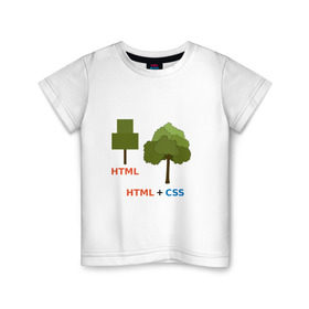 Детская футболка хлопок с принтом Веб-дизайнеры html + css в Белгороде, 100% хлопок | круглый вырез горловины, полуприлегающий силуэт, длина до линии бедер | Тематика изображения на принте: css | html | веб дизайн | дерево | дизайн | программирование | программист