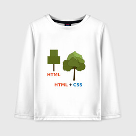 Детский лонгслив хлопок с принтом Веб-дизайнеры html + css в Белгороде, 100% хлопок | круглый вырез горловины, полуприлегающий силуэт, длина до линии бедер | css | html | веб дизайн | дерево | дизайн | программирование | программист