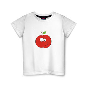 Детская футболка хлопок с принтом Smile apple в Белгороде, 100% хлопок | круглый вырез горловины, полуприлегающий силуэт, длина до линии бедер | Тематика изображения на принте: apple | smile apple | улыбка | яблоко