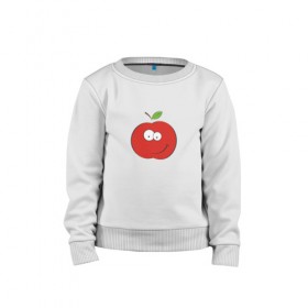 Детский свитшот хлопок с принтом Smile apple в Белгороде, 100% хлопок | круглый вырез горловины, эластичные манжеты, пояс и воротник | apple | smile apple | улыбка | яблоко
