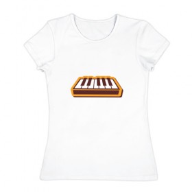 Женская футболка хлопок с принтом Клавиатура в Белгороде, 100% хлопок | прямой крой, круглый вырез горловины, длина до линии бедер, слегка спущенное плечо | 