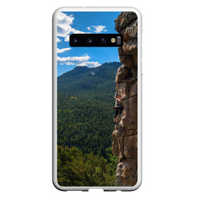 Чехол для Samsung Galaxy S10 с принтом climbing в Белгороде, Силикон | Область печати: задняя сторона чехла, без боковых панелей | adrenaline | extreme | hiking | mountaineering | mountains | risk | rock climb | rocks | sport | адреналин | альпинизм | высота | горы | риск | скалолазание | скалы | спорт | туризм | экстрим