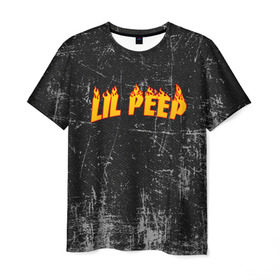 Мужская футболка 3D с принтом Lil Fire Peep в Белгороде, 100% полиэфир | прямой крой, круглый вырез горловины, длина до линии бедер | lil peep | rap | густав ор | лил пип | рэп