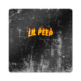 Магнит виниловый Квадрат с принтом Lil Fire Peep в Белгороде, полимерный материал с магнитным слоем | размер 9*9 см, закругленные углы | Тематика изображения на принте: lil peep | rap | густав ор | лил пип | рэп