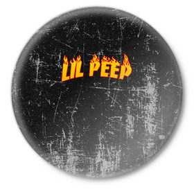 Значок с принтом Lil Fire Peep в Белгороде,  металл | круглая форма, металлическая застежка в виде булавки | Тематика изображения на принте: lil peep | rap | густав ор | лил пип | рэп