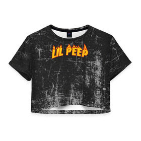 Женская футболка 3D укороченная с принтом Lil Fire Peep в Белгороде, 100% полиэстер | круглая горловина, длина футболки до линии талии, рукава с отворотами | lil peep | rap | густав ор | лил пип | рэп