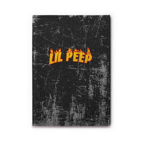 Обложка для автодокументов с принтом Lil Fire Peep в Белгороде, натуральная кожа |  размер 19,9*13 см; внутри 4 больших “конверта” для документов и один маленький отдел — туда идеально встанут права | Тематика изображения на принте: lil peep | rap | густав ор | лил пип | рэп