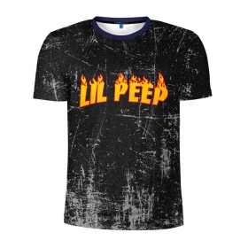 Мужская футболка 3D спортивная с принтом Lil Fire Peep в Белгороде, 100% полиэстер с улучшенными характеристиками | приталенный силуэт, круглая горловина, широкие плечи, сужается к линии бедра | Тематика изображения на принте: lil peep | rap | густав ор | лил пип | рэп