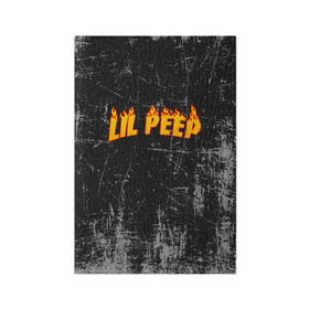Обложка для паспорта матовая кожа с принтом Lil Fire Peep в Белгороде, натуральная матовая кожа | размер 19,3 х 13,7 см; прозрачные пластиковые крепления | lil peep | rap | густав ор | лил пип | рэп