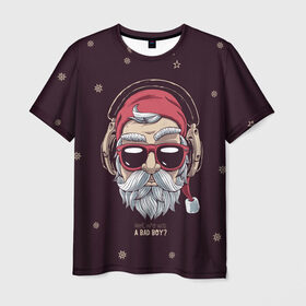 Мужская футболка 3D с принтом Who was a bad boy? в Белгороде, 100% полиэфир | прямой крой, круглый вырез горловины, длина до линии бедер | bad | beard | boy | christmas | hipster | new year | santa | борода | дед мороз | новый год | рождество | санта | хипстер