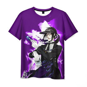 Мужская футболка 3D с принтом Темный дворецкий в Белгороде, 100% полиэфир | прямой крой, круглый вырез горловины, длина до линии бедер | anime | black butler | manga | аниме | демон | манга | сиэль фантомхайв | яна тобосо