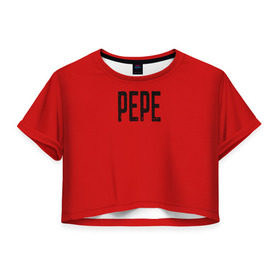 Женская футболка 3D укороченная с принтом LiL PEPE в Белгороде, 100% полиэстер | круглая горловина, длина футболки до линии талии, рукава с отворотами | cry baby | emo | lil peep | rap | группа | музыка | надпись | нытик | рэп | эмо