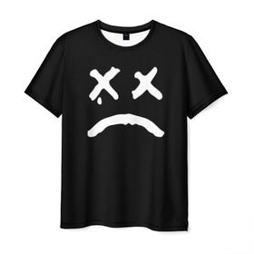 Мужская футболка 3D с принтом LiL PEEP RIP в Белгороде, 100% полиэфир | прямой крой, круглый вырез горловины, длина до линии бедер | band | cry baby | emo | lil peep | music | musician | rap | smile | swag | tear | музыка | музыкант | нытик | рэп | сваг | слеза | смайлик | эмо