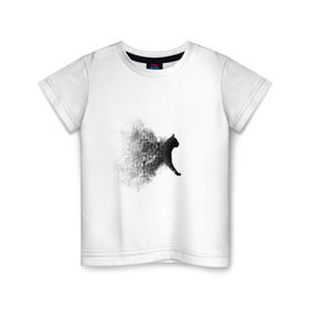 Детская футболка хлопок с принтом Черный кот в Белгороде, 100% хлопок | круглый вырез горловины, полуприлегающий силуэт, длина до линии бедер | 