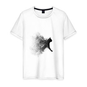 Мужская футболка хлопок с принтом Черный кот в Белгороде, 100% хлопок | прямой крой, круглый вырез горловины, длина до линии бедер, слегка спущенное плечо. | 