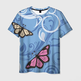Мужская футболка 3D с принтом Чудо природы в Белгороде, 100% полиэфир | прямой крой, круглый вырез горловины, длина до линии бедер | Тематика изображения на принте: бабочки | волшебство | крылья | насекомое | полет | природа | сказка | цветное | яркое