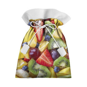 Подарочный 3D мешок с принтом Фруктовое ассорти в Белгороде, 100% полиэстер | Размер: 29*39 см | витамины | еда | клубника | лимон | малина | овощи | фрукты | цвета | яблоко | яркие