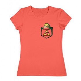 Женская футболка хлопок с принтом Трифорс в Белгороде, 100% хлопок | прямой крой, круглый вырез горловины, длина до линии бедер, слегка спущенное плечо | legend of zelda | link | зельда | линк