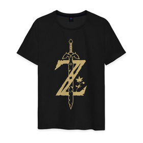 Мужская футболка хлопок с принтом The Legend of Zelda в Белгороде, 100% хлопок | прямой крой, круглый вырез горловины, длина до линии бедер, слегка спущенное плечо. | legend of zelda | link | зельда | линк