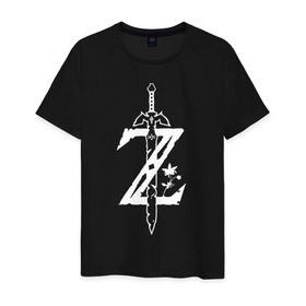 Мужская футболка хлопок с принтом Z в Белгороде, 100% хлопок | прямой крой, круглый вырез горловины, длина до линии бедер, слегка спущенное плечо. | legend of zelda | link | зельда | линк