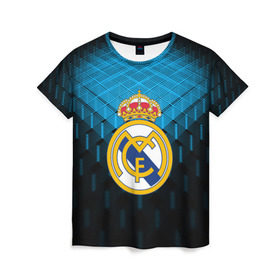 Женская футболка 3D с принтом Real Madrid 2018 Original в Белгороде, 100% полиэфир ( синтетическое хлопкоподобное полотно) | прямой крой, круглый вырез горловины, длина до линии бедер | emirates | fc | real madrid | геометрия | реал мадрид | футбольный клуб | эмблема